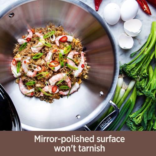 All-Clad All-Clad Copper Core 5-Ply Stainless Steel Fry Pan 12 Inch Induction Oven Broiler Safe 600F Pots and Pans, Cookware Silver