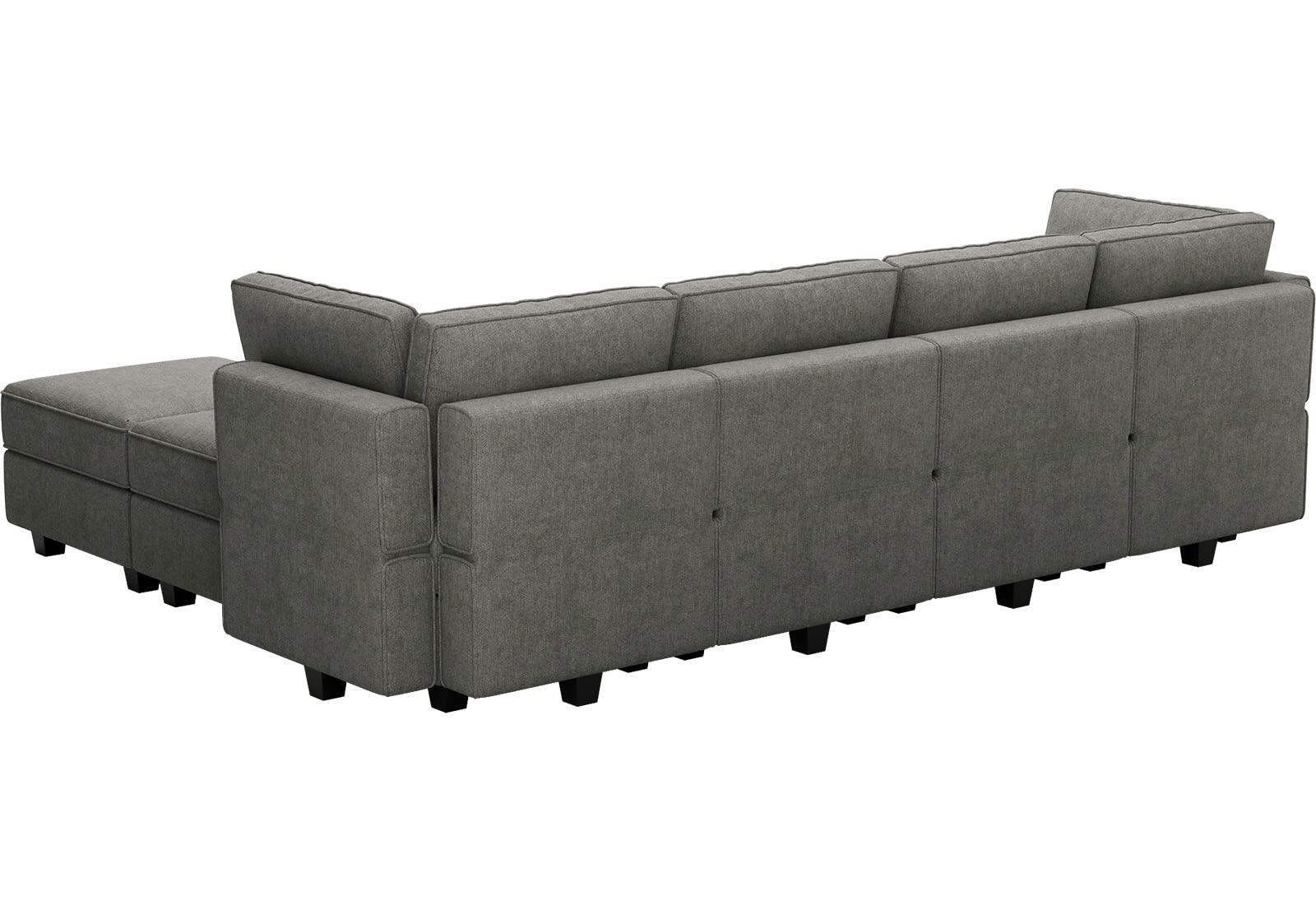 Belffin Belffin Oversized Modular Sofa with Storage Seat U Shaped Couch Modular Sectional Sofa Couch U Shape Sofas Grey