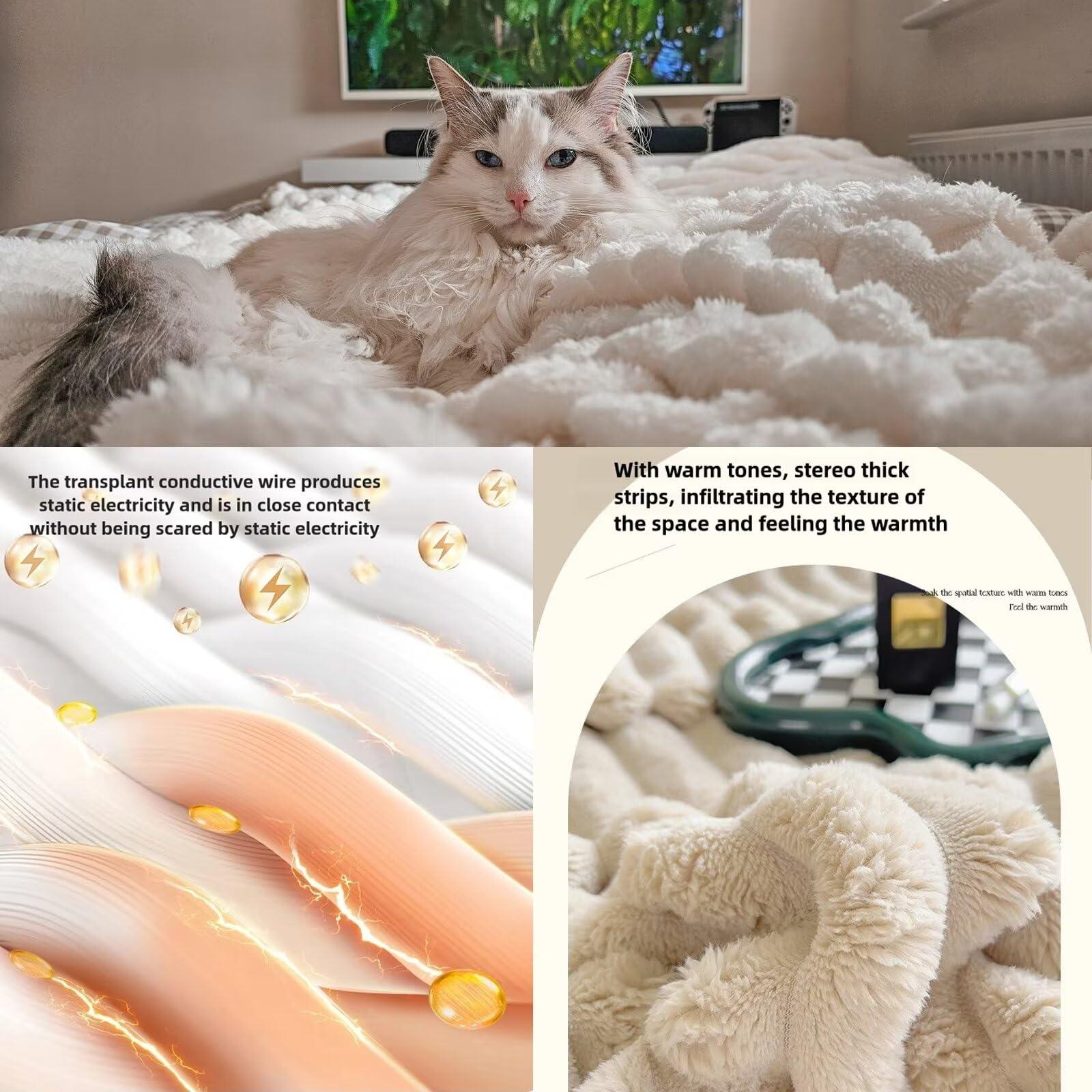 PIPRE PIPRE Throw Blanket for Couch - Super Soft & Warm Striped Fleece Blanket, Cozy Plush Fluffy Blanket All Season Use (Khaki, 40x60 Inches)