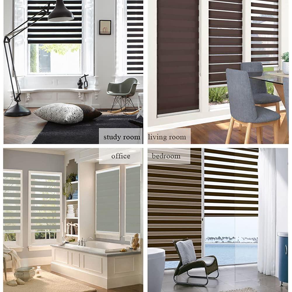 getopblinds Custom Size Blackout Zebra Blinds for Room Darkness - Horizontal Window Blinds and Shades - Roller Shades - Easy to Install.[95% Darkness Grey, Size 53" W x 76" H]
