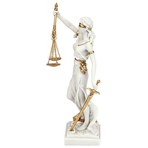 Design Toscano Design Toscano Themis Blind Lady of Justice Statue Lawyer Gift, 13 Inch, White-Small
