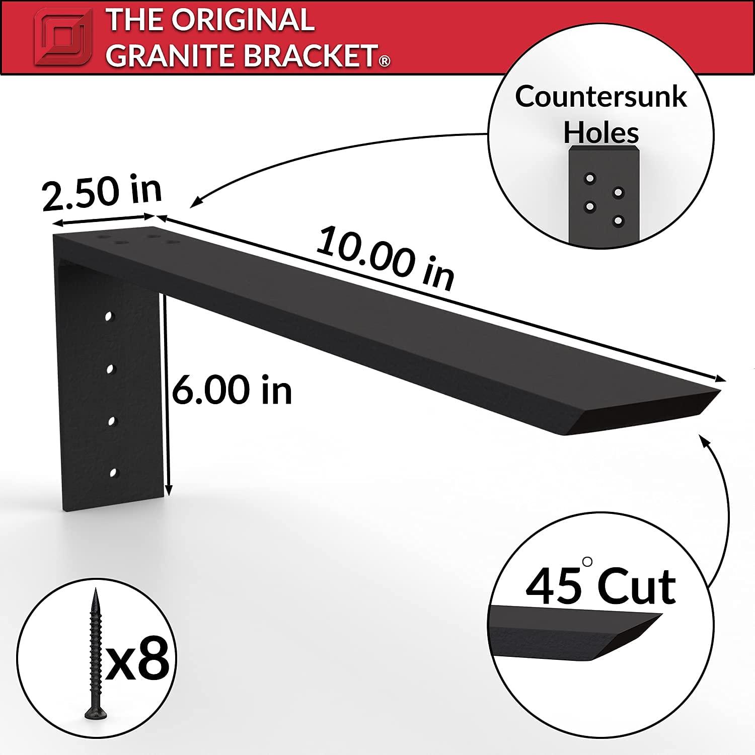 The Original Granite Bracket Solid Heavy Duty Steel Countertop Support Bracket, 1 Count, 10 inch, Angle L-Brackets for Shelves, DIY Projects, Made with American Steel, Hardware Included by Original Granite Bracket