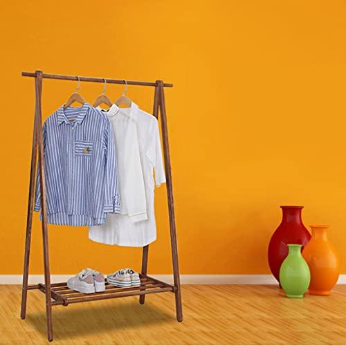 PSAKGHG Coat Rack Coat Stand Clothes Rack with 1-Tier Storage Shelf for Shoes and Baskets Solid Wood Floor Hanger Space-Saving Ideal for Bedroom, Entryway, Office and More