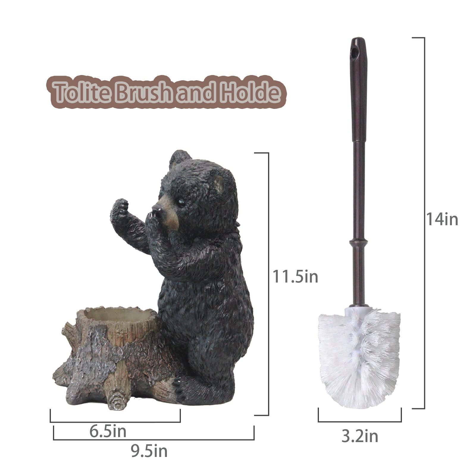 ZQQLITE Toilet Brush Holder Set for Bathroom Super Cute Bear Base Solidly Toilet Bowl Brush and Holder Flexible and Durable Style Stylish Toilet Cleaner Brush Saving Storage Space Toilet Brushes for Bathroom