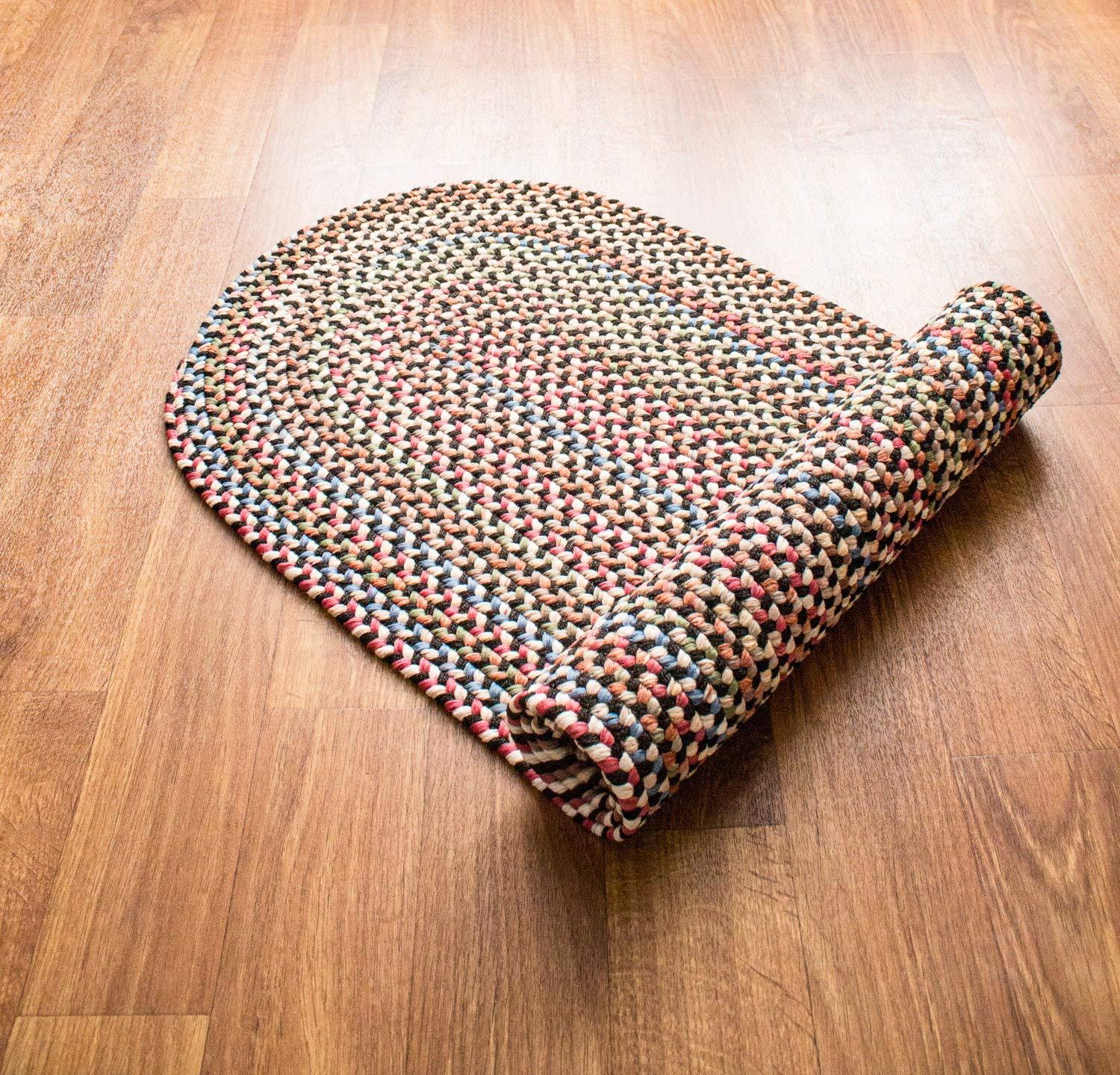 Super Area Rugs Super Area Rugs Roxbury American Made Braided Rug for Indoor Outdoor Spaces, Charcoal/Natural Multi, 2' X 6' Oval Runner