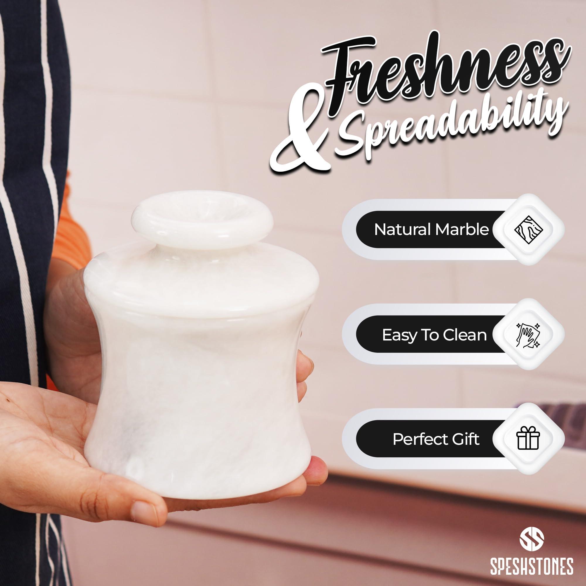 SPESHSTONES SPESHSTONES Marble Butter Keeper 4\'\' Inches White Handmade Butter Crock For Kitchen Counter - Butter Holder for Soft Butter- Butter Dish with Lid For Countertop Storage