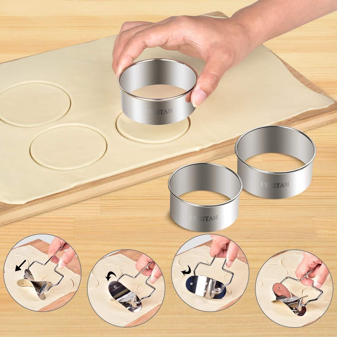CEKITAM 8 Pcs Dumpling Maker,Stainless Steel Ravioli Dumpling Mould Mold Press Set Kitchen Accessories(2 dumpling maker+ 1 dumpling cutter +3 dumpling skin cutter +2 x Stuffing spoon)