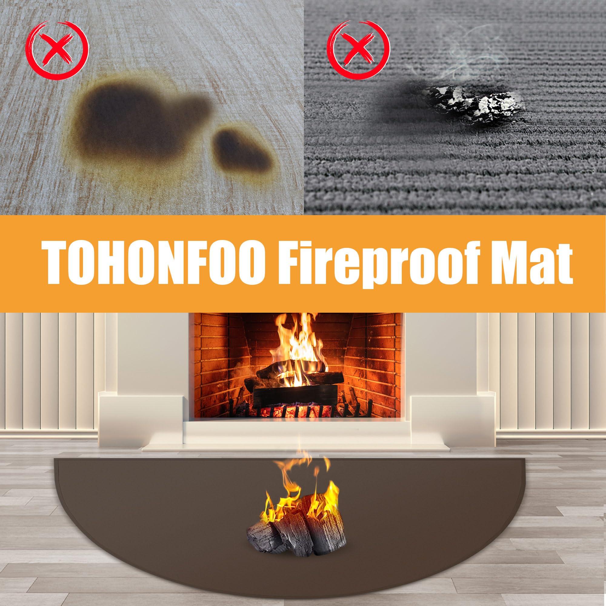 TOHONFOO Hearth Rugs for Fireplaces Fire Resistant, 59 x 32 inch Fireproof Fireplace Mat Hearth Rug, Hearth Pads for Wood Stove Fireplace Indoor Outdoor, Protect Floors Carpets from Sparks Embers-Brown, 1mm