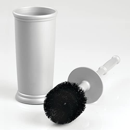 mDesign mDesign Plastic Modern Compact Toilet Plunger and Toilet Bowl Brush for Bathroom Storage Organization - Sturdy, Heavy Duty, Deep Cleaning Accessories - Hyde Collection - Set of 2 - Silver