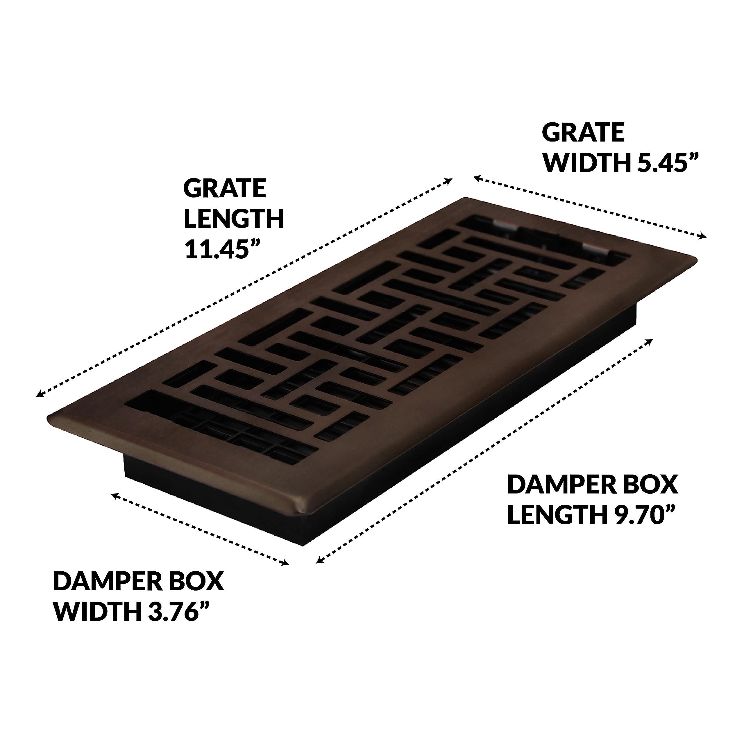 Decor Grates Decor Grates AJH410-RB Oriental Floor Register, 4x10 Inches, Rubbed Bronze Finish