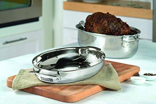 Viking Culinary Viking Culinary 3-Ply Stainless Steel Oval Roasting Pan, 8.5 Quart, Includes Metal Induction Lid & Rack, Dishwasher, Oven Safe, Works on All Cooktops including Induction