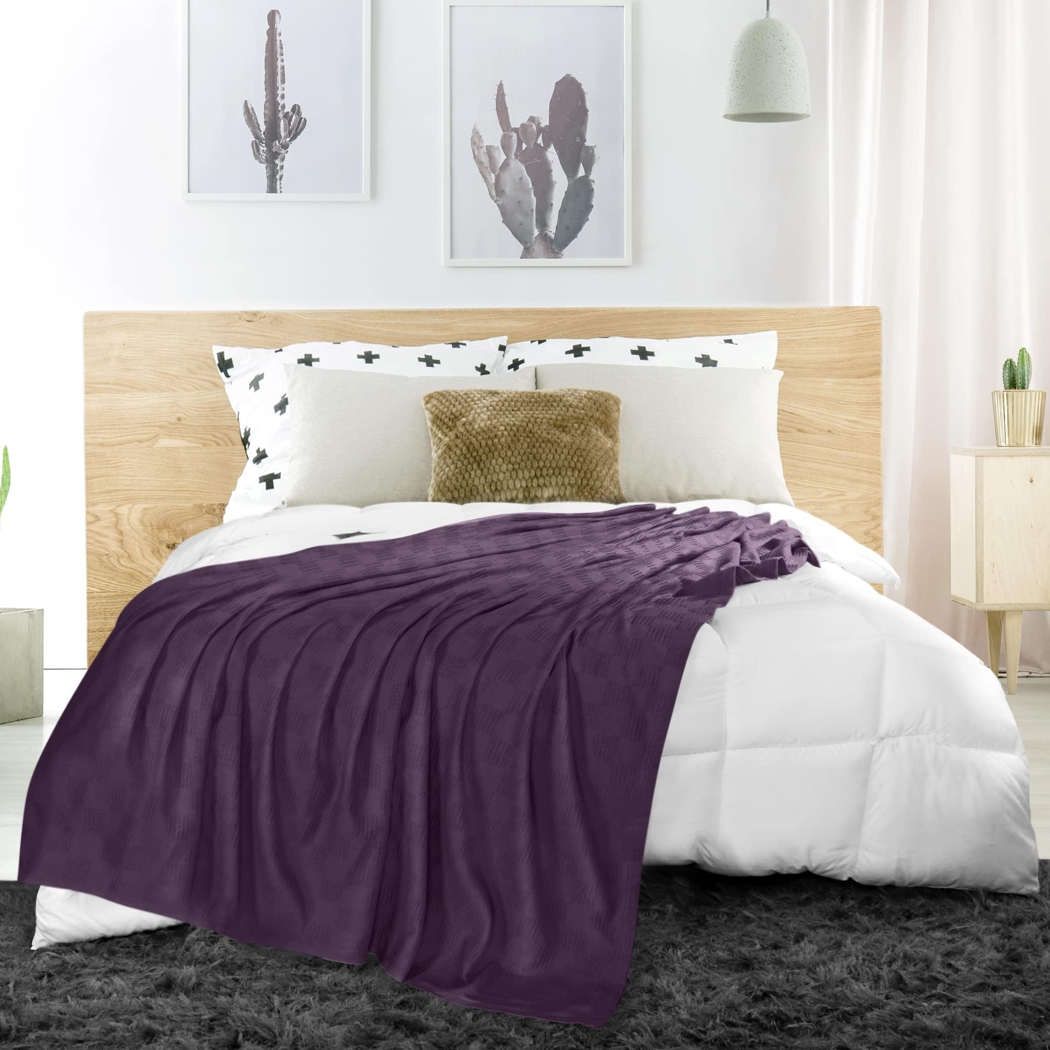 Utopia Bedding Utopia Bedding Plum 100% Cotton Blanket [Queen Size - 90x90 Inch] 350GSM Lightweight, Soft and Breathable Thermal Blanket for All Seasons