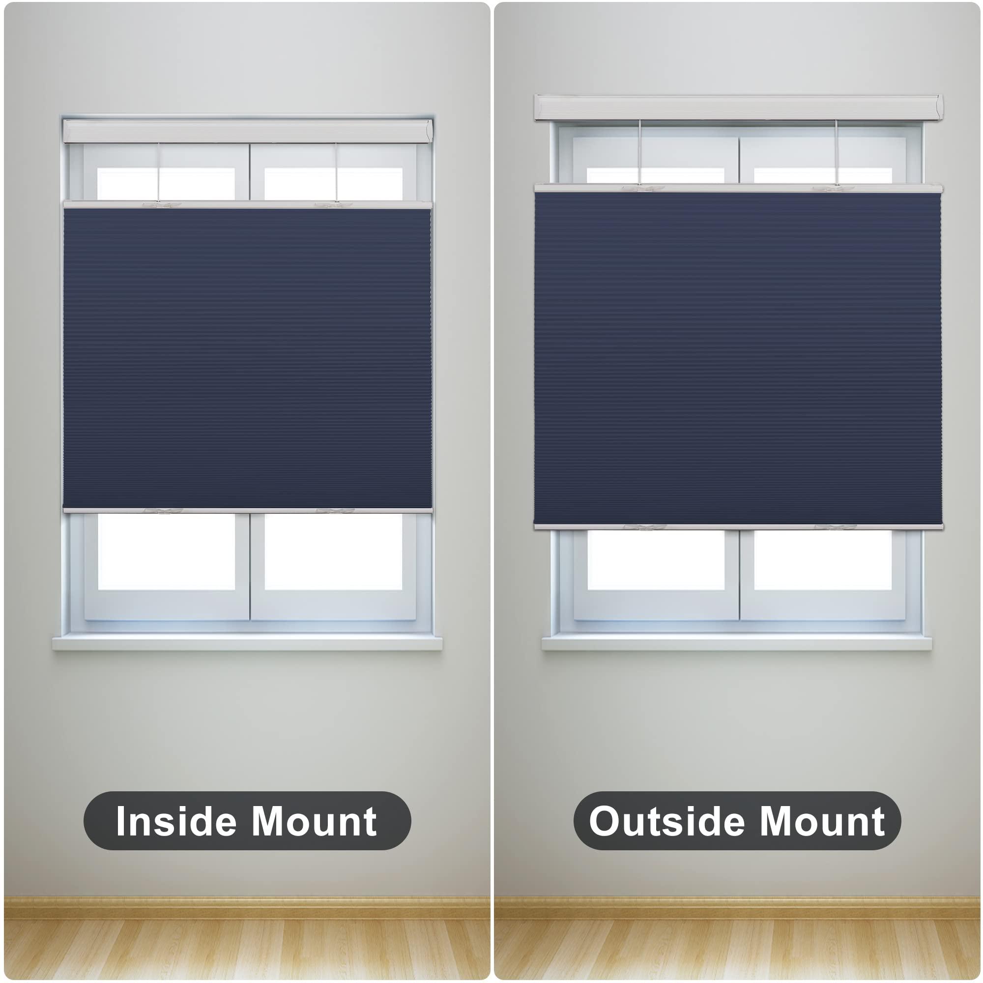 HOTSOON HOTSOON Top Down and Bottom Up Cellular Shades for Windows Blackout Cordless Honeycomb Blinds UV protection Easy Install Bathroom Bedroom Living Room,Dark Blue,33" W x 56" H