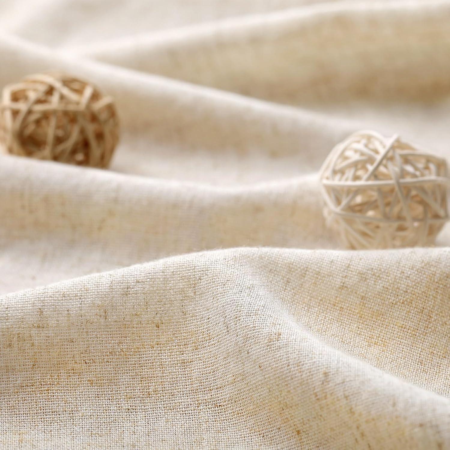 Awellife Extra Long Shower Curtain 96 Inch Length Linen Shower Curtain for Bathroom Natural Cloth Cotton Fabric Liner Cream Ivory