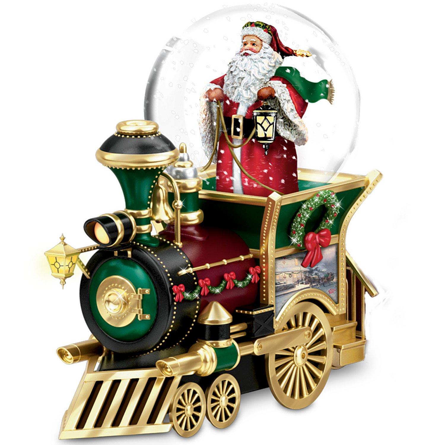 The Bradford Exchange Thomas Kinkade Santa Claus Is Comin' To Town Musical Snowglobe Train Car by The Bradford Exchange