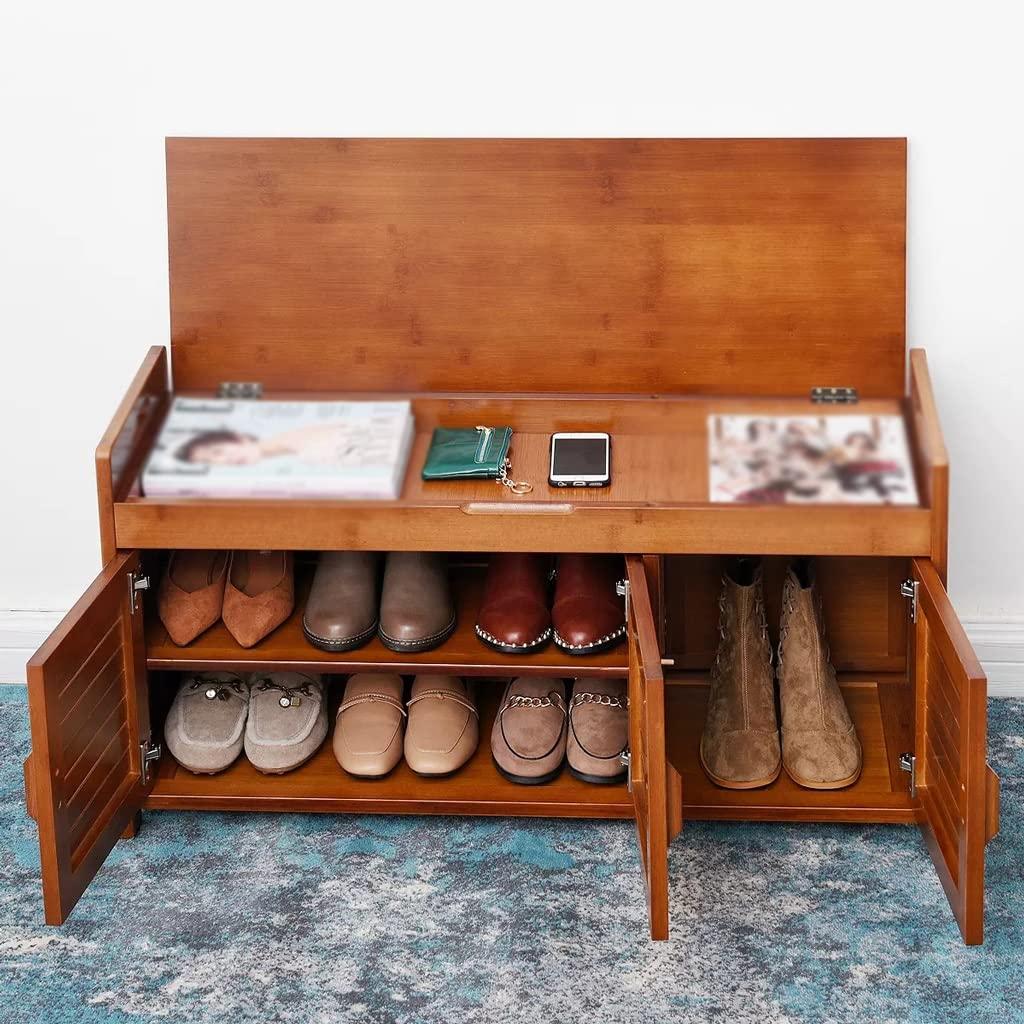 MACIUM Footstools/Ottomans Simple Modern Solid Wood Shoe Rack Locker Shoe Stool Shoe Cabinet Try Shoe Stool Wear Shoe Cabinet Living Room Corridor Bench Shoe Stool (Color : B)