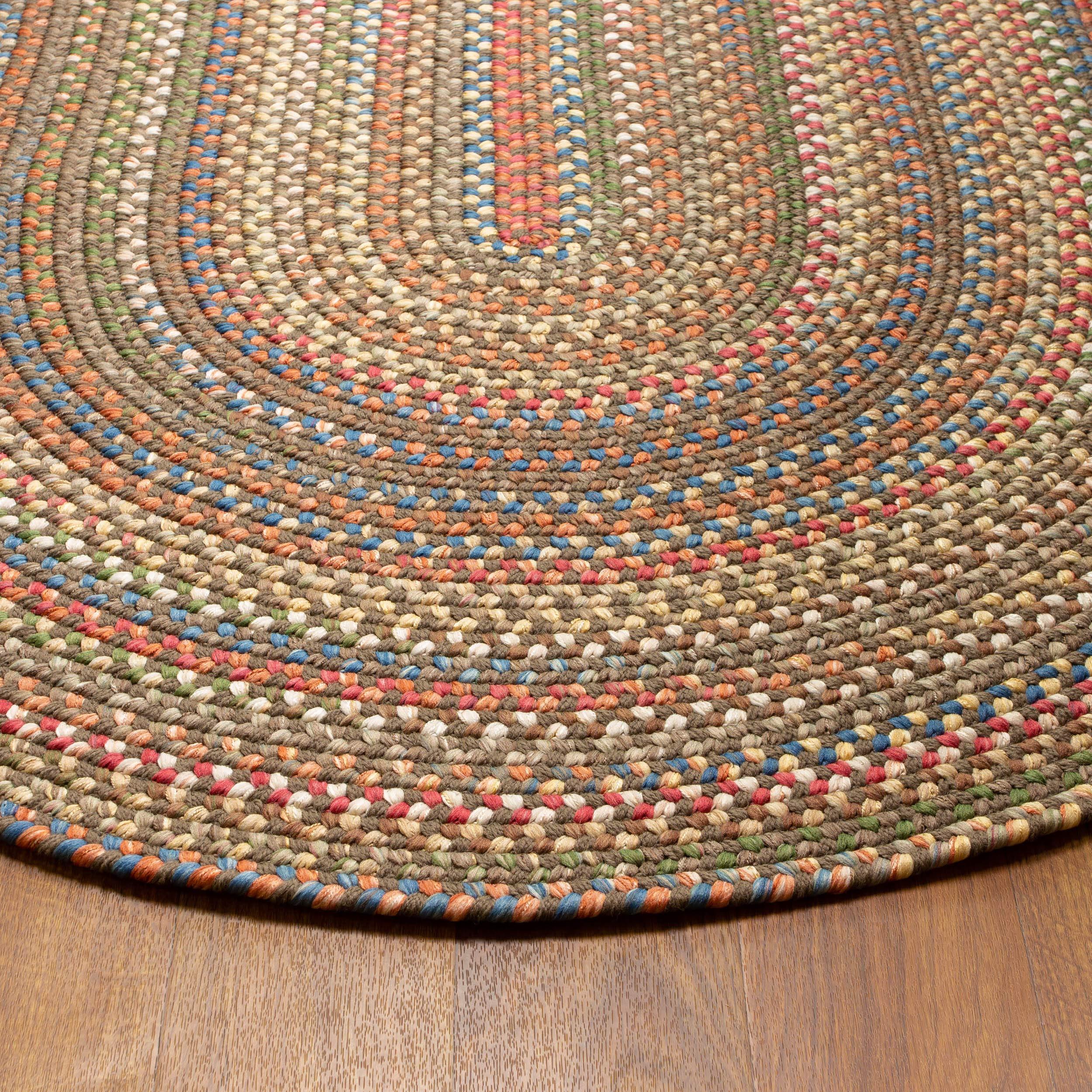 Super Area Rugs Super Area Rugs Roxbury American Made Braided Rug for Indoor Outdoor Spaces, Dk. Taupe/Natural Multi, 3' X 5' Oval