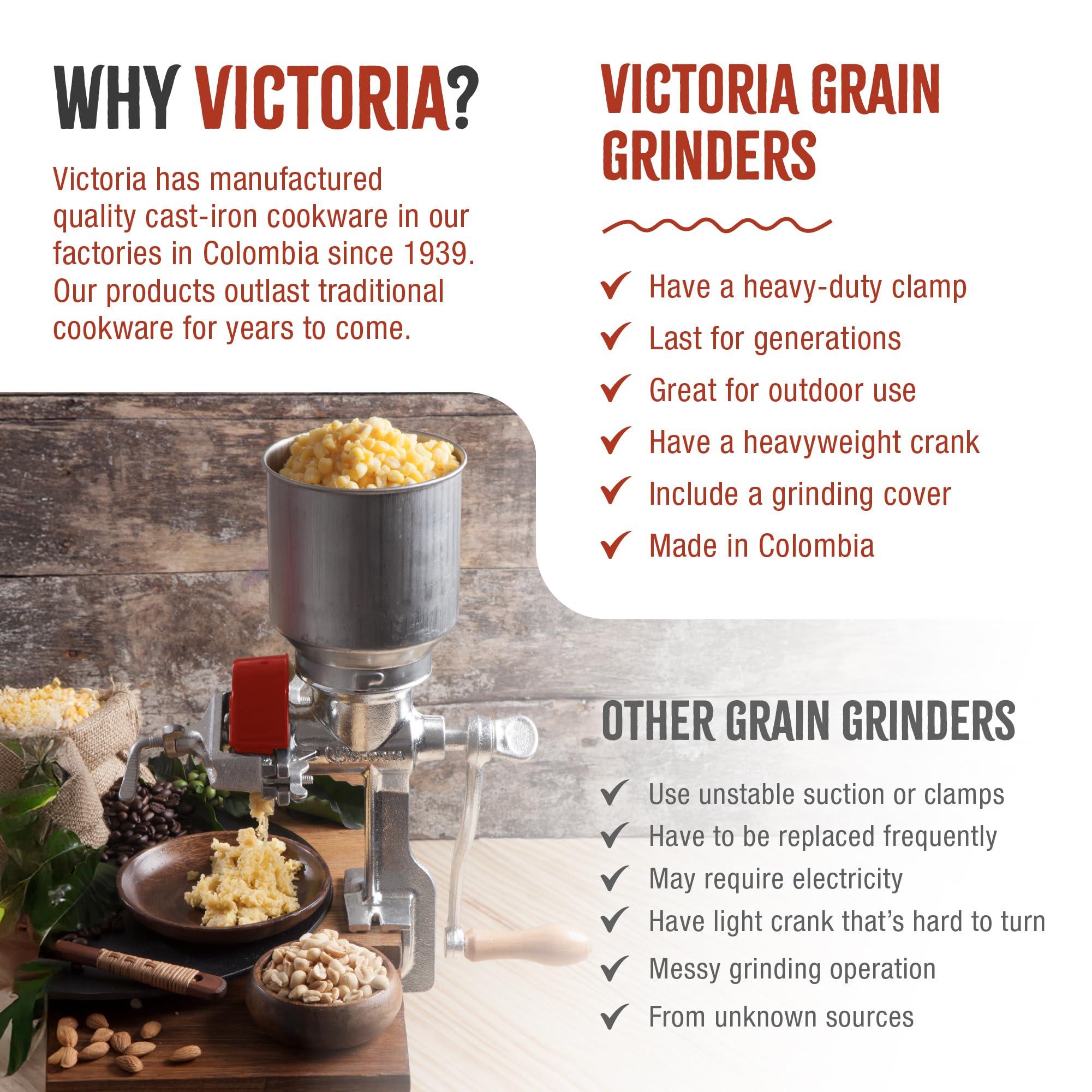 Victoria Victoria Manual High-Hopper Grain Grinder, Made in Colombia, Silver