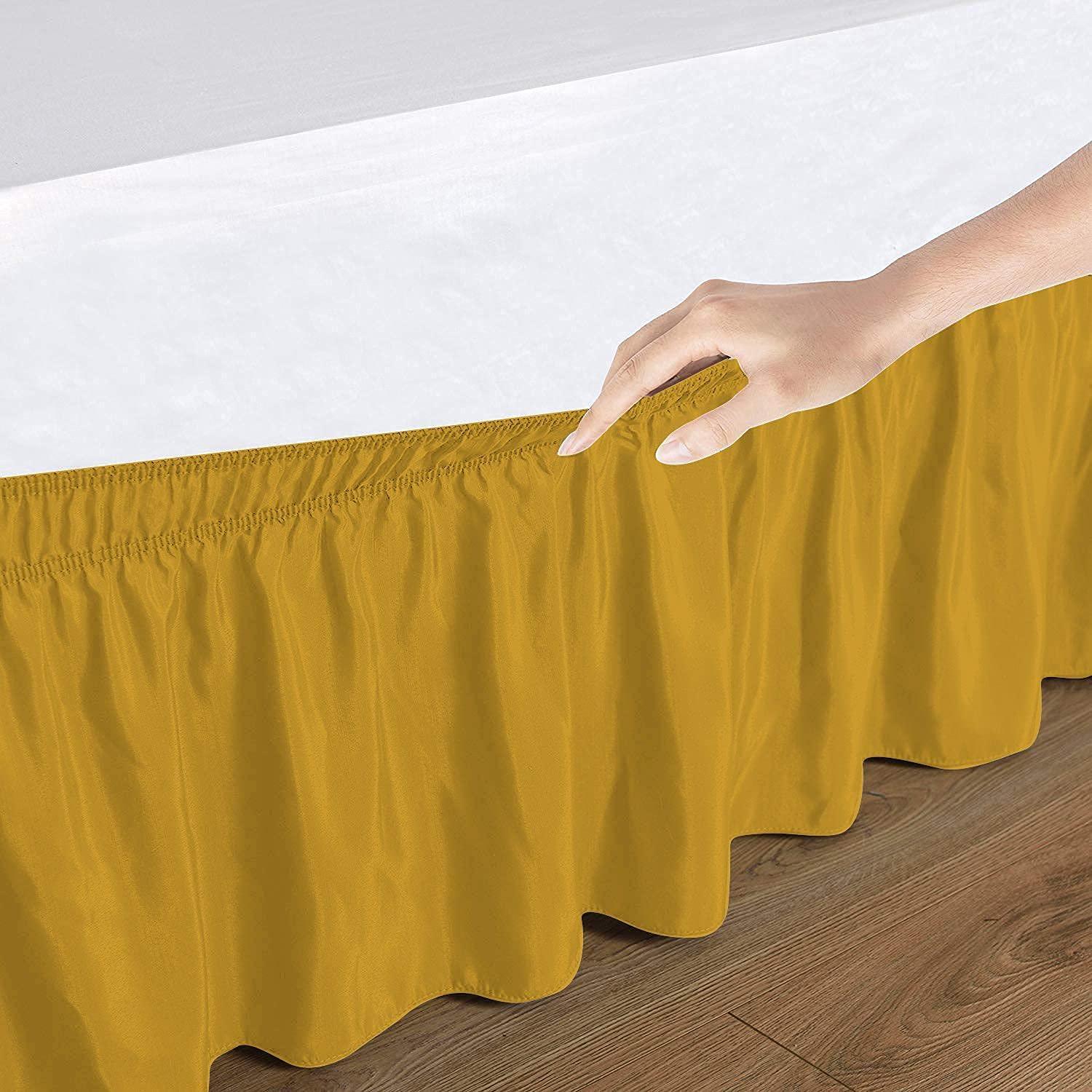 Home Luxury Home Luxury Bed Skirt Queen 42-Inches Split Corners Wrap Around Dorm Room Bed Skirt with Three Side Coverage Gold 1 Pc Dust Ruffle Bed Skirt 1000 TC, 100% Egyptian Cotton