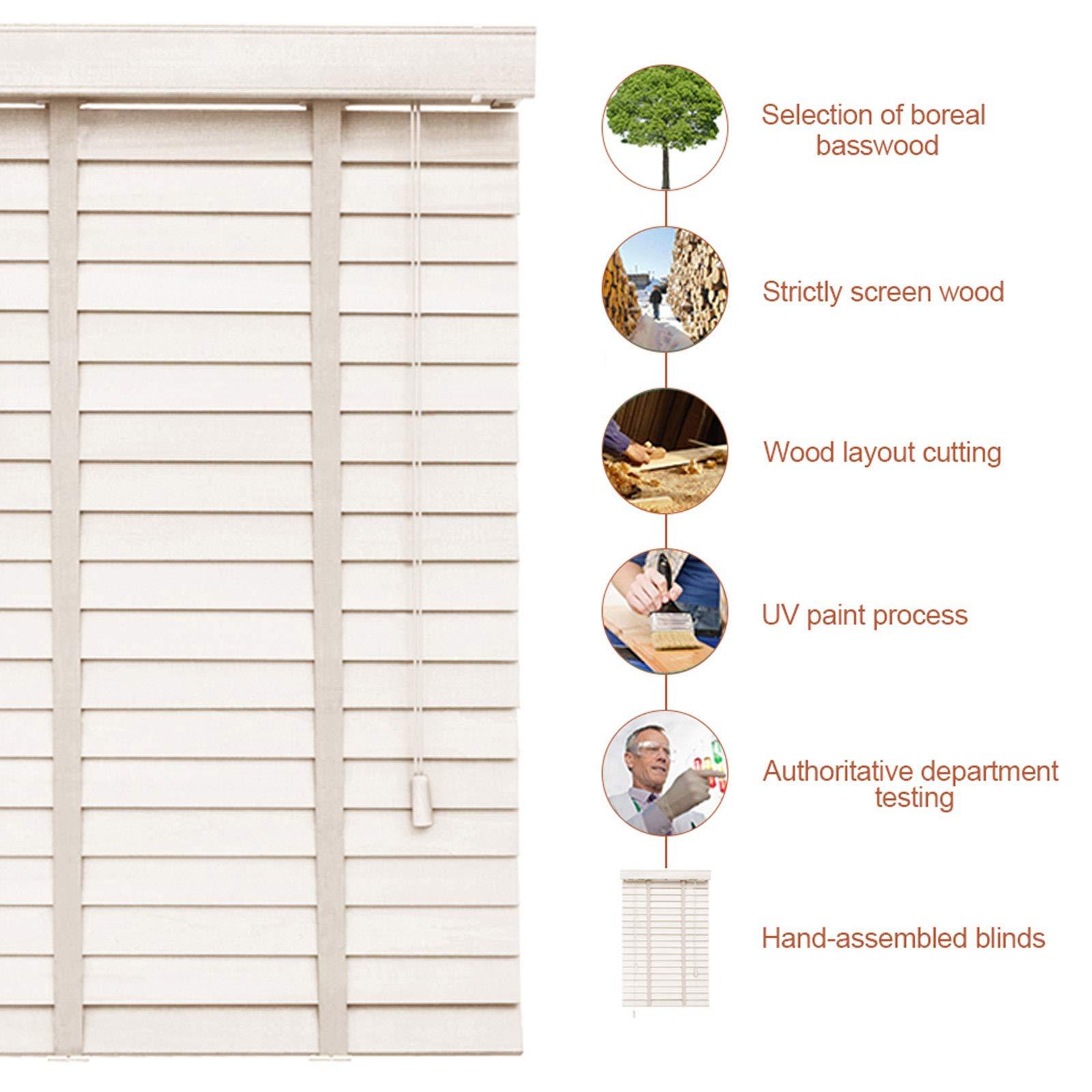 Jolan Faux Wood Blinds for White,Translucent Real Wood Blinds,Indoor/Window/Bedroom,Blackout Blinds,Smooth,No Burrs.,124x112cm/49x44in