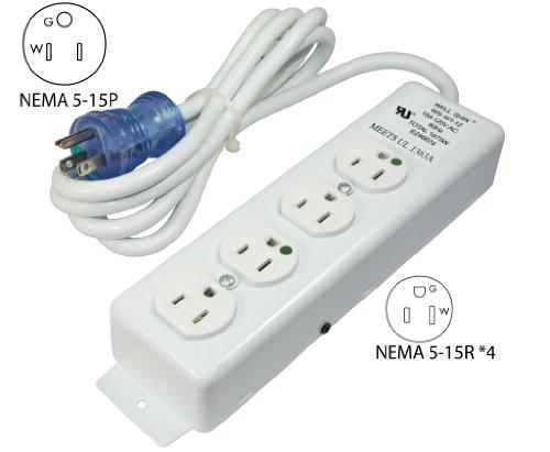 Conntek Conntek 55203 6-Feet SJTW 14/3 Medical Grade Power Strip 15A 125V 4 Outlet/Green Dot Meets UL1363A
