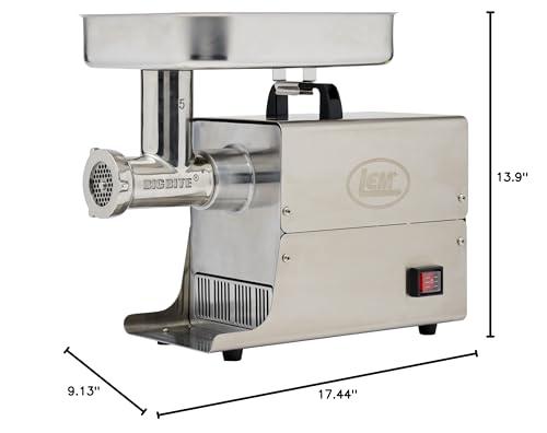 LEM LEM Products BigBite #5 Meat Grinder, 0.35 HP Stainless Steel Electric Meat Grinder Machine, Ideal for Occasional Use