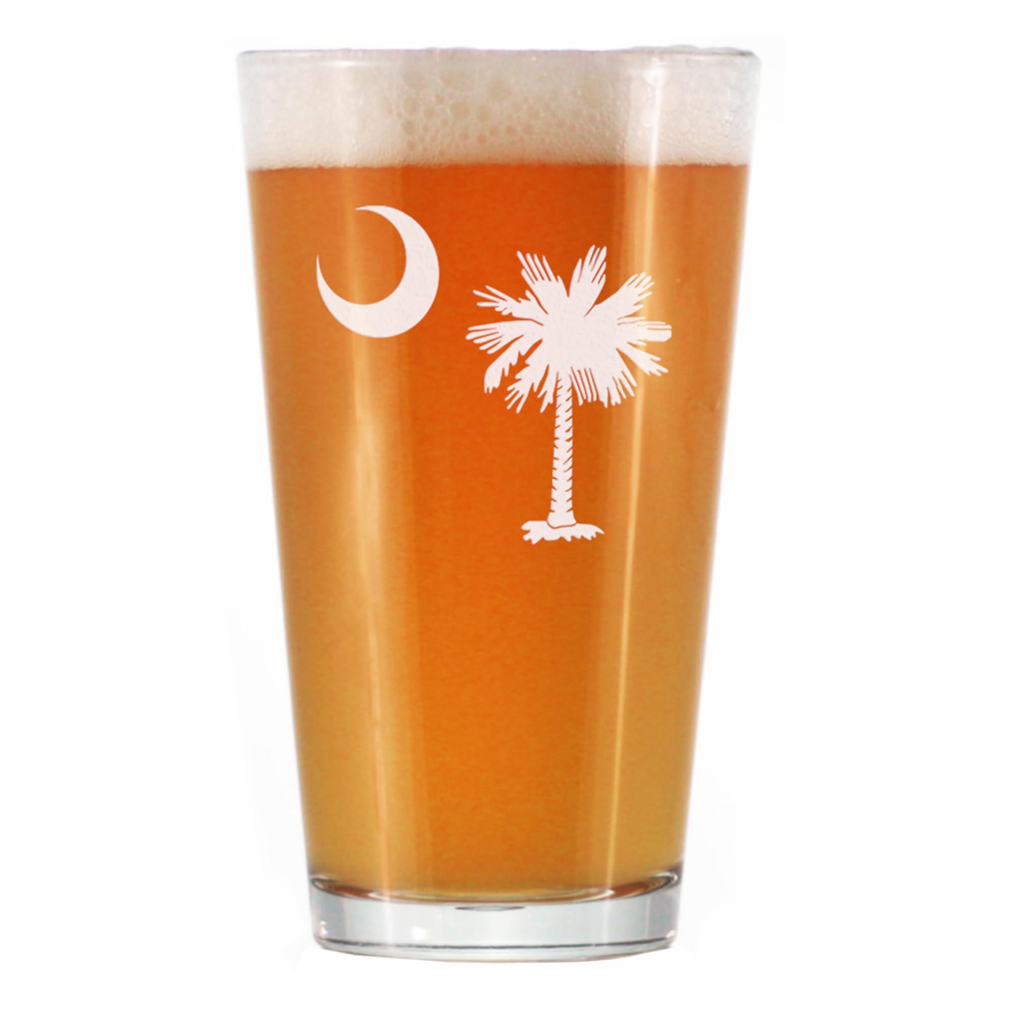 Bevvee South Carolina Flag - Pint Glass - State Themed Drinking Decor and Gifts for South Carolinians - 16 Ounce