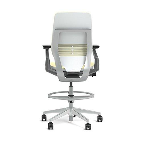 Steelcase Steelcase Gesture 442 Stool Chair - Cogent: Connect Malt Fabric, Wrapped Back, Light on Light Frame, Polished Aluminum Base