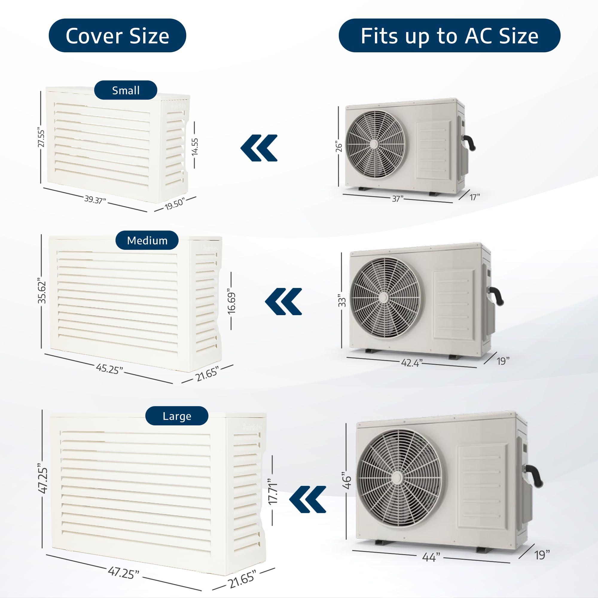 airdeko Airdeko's Mini Split AC Cover for Outside Units Sturdy Aluminum, Optimal Performance & Protection of Mini Split System Outdoor Condenser Compatible with Airdeko's Anti-Theft System (White, Small)