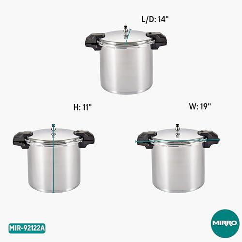 Mirro Mirro - 7114000221 Mirro 92122A Polished Aluminum 5 / 10 / 15-PSI Pressure Cooker / Canner Cookware, 22-Quart, Silver