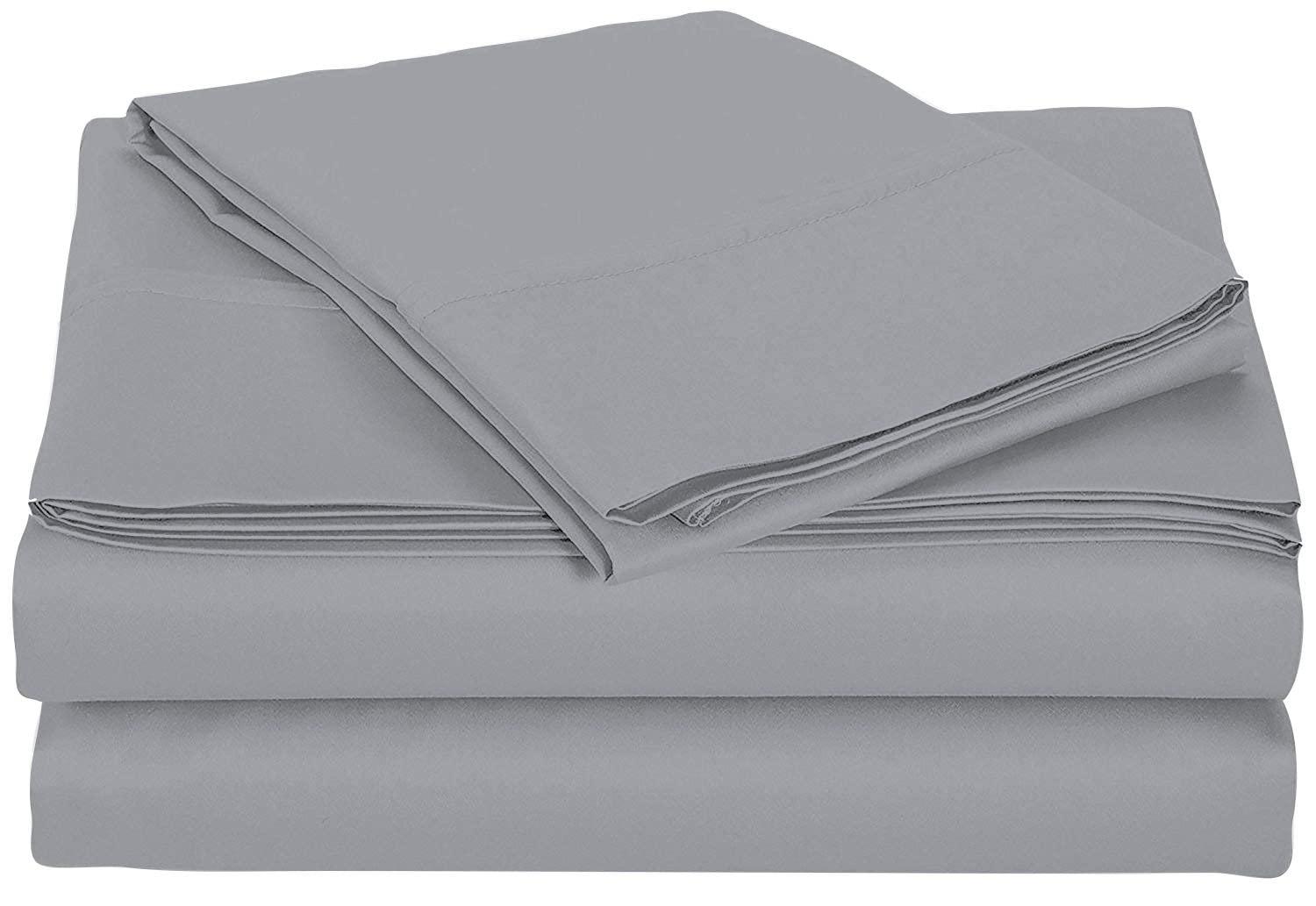Kings Loft Luxury Waterbed Sheets King/Cal-King Size 800 Thread Count 100% Cotton 4 Peice 10 Inches Deep Pocket Attached Waterbed Sheet Set in Solid (Silver, King/Cal-King)