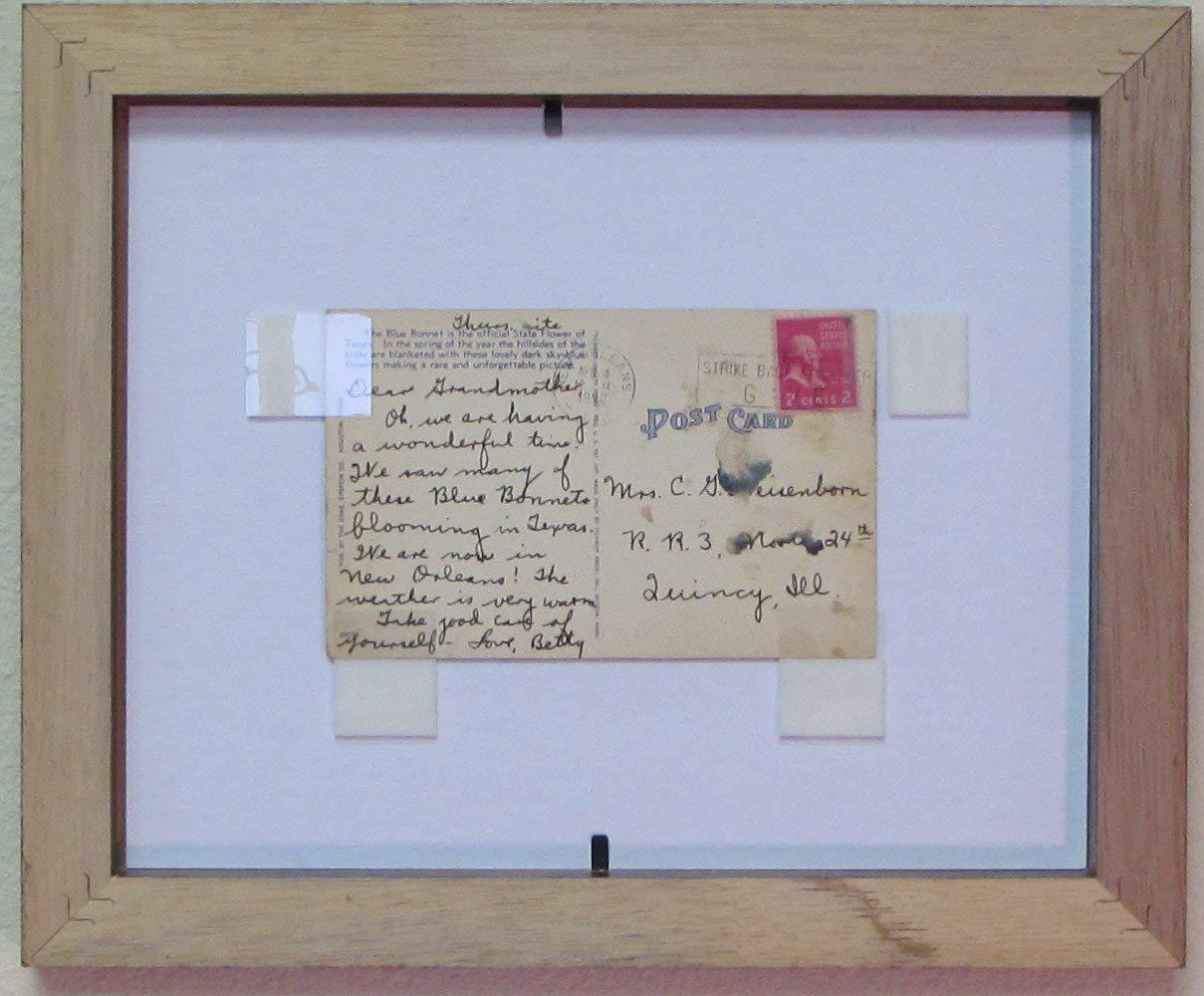 Frame My Collection Post Card Frame for 3.5\" X 5.5\" Post Card Walnut Frame with White (Black Trim) Matting