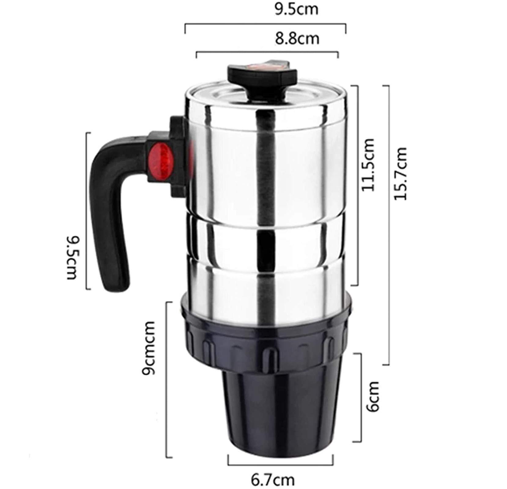 YOOMAO YOOMAO Stainless Steel Travel Heating Cup 12V Car Kettle Boiling Water Cup Stainless Rice Cooker Water Heater Portable Kettle Heating Electric Travel Car Accessories,500ml