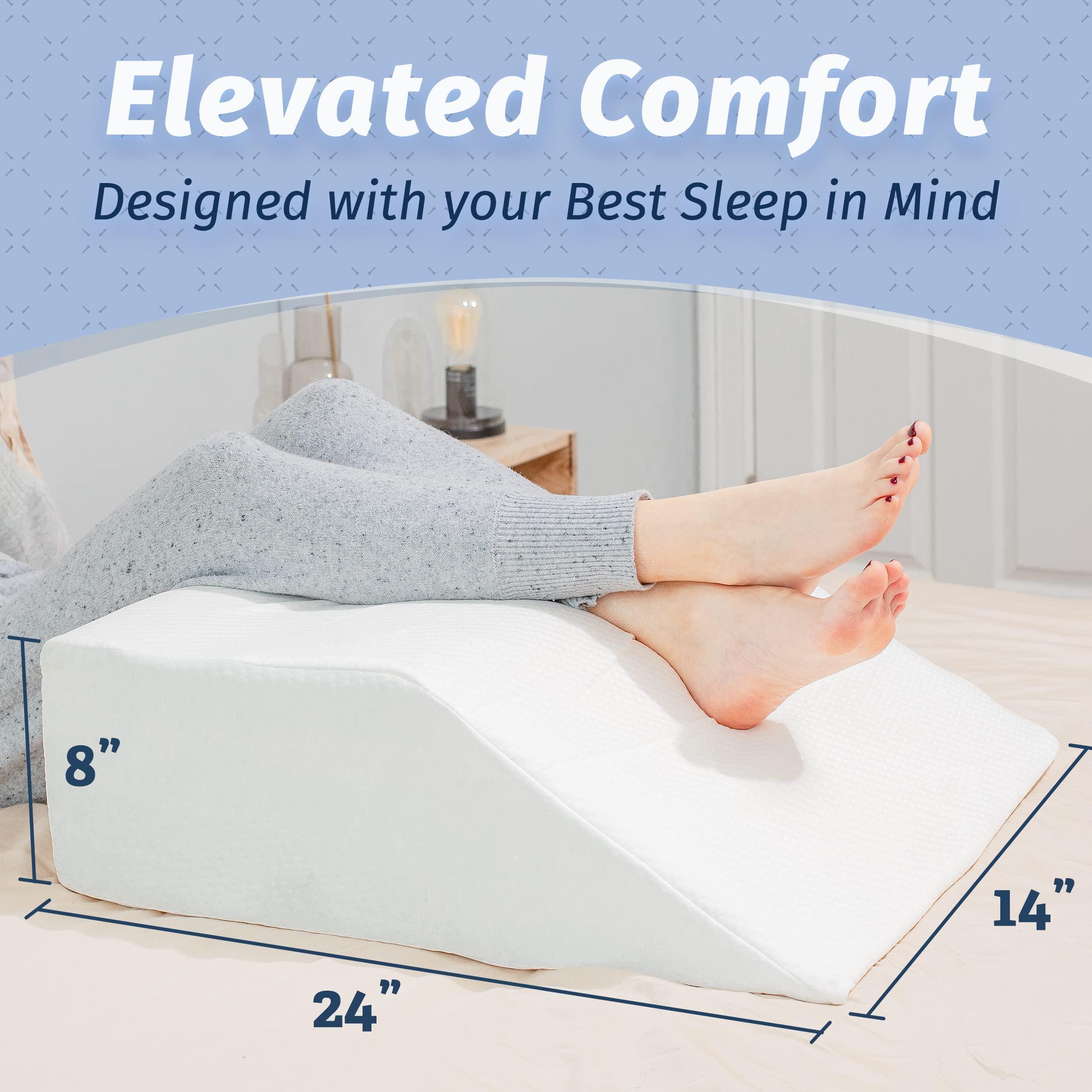 Abco Tech Abco Tech 8in Leg Elevation Pillow with Memory Foam Top - Elevating Leg Rest to Reduce Swelling, Back, Hip, and Knee Pain - Leg Support Pillow to Elevate Feet while Sleeping, Reading - Washable Cover
