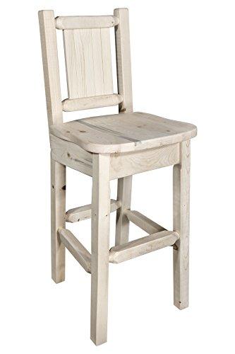Montana Woodworks Montana Woodworks Homestead Collection Counter Height Barstool with Back, Laser Engraved Moose Design, Ready to Finish