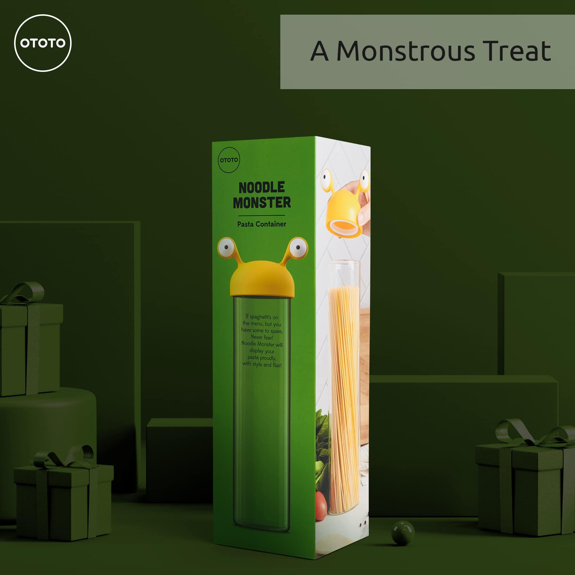 OTOTO OTOTO Noodle Monster Spaghetti Container Storage for Pantry - BPA-free Glass, Airtight, Food Grade & Dishwasher Safe - Pasta Holder - 5x3.5x12.75 in