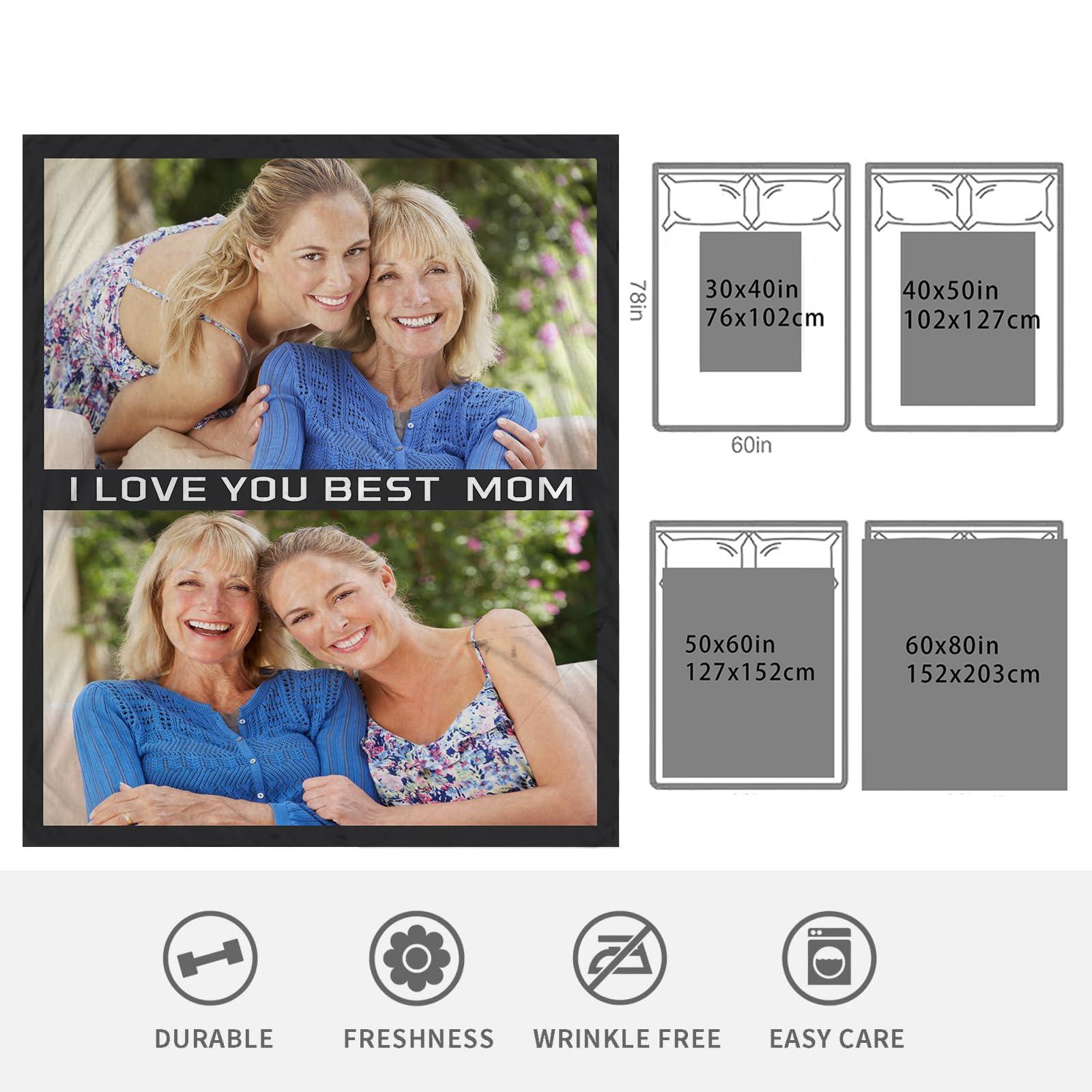 Generic Generic Mom Blanket for Mother Custom Photo Blanket with Photos Personalized Soft Flannel Mothers Blanket Birthday Gifts for Mother 50x60 Inch