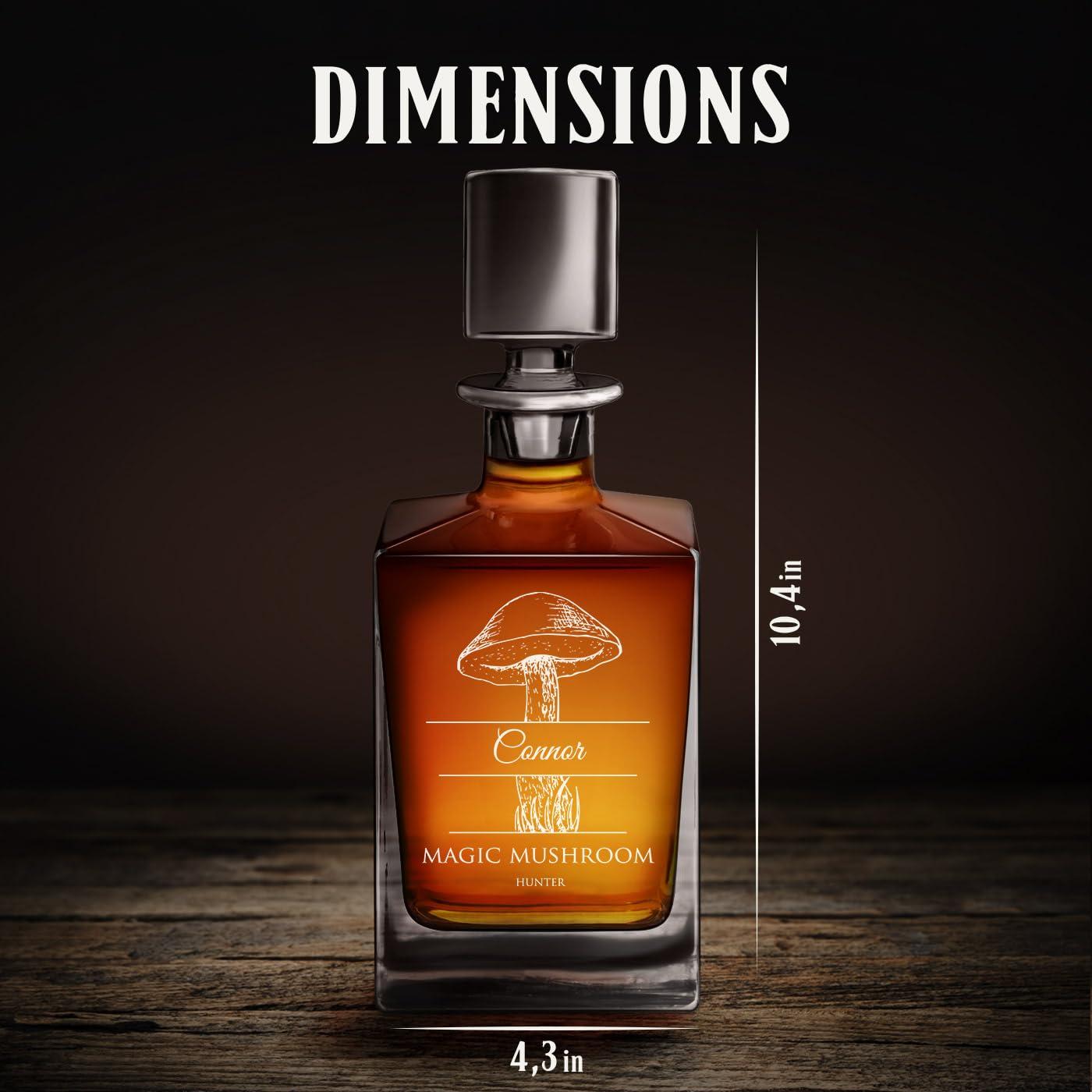 Maverton Maverton Geometric Whiskey Decanter with engraving - Symmetrical Carafe for him - Customized Glassware for man - Stylish Barware for Birthday - Whisky Decanter for husband - Mushroom
