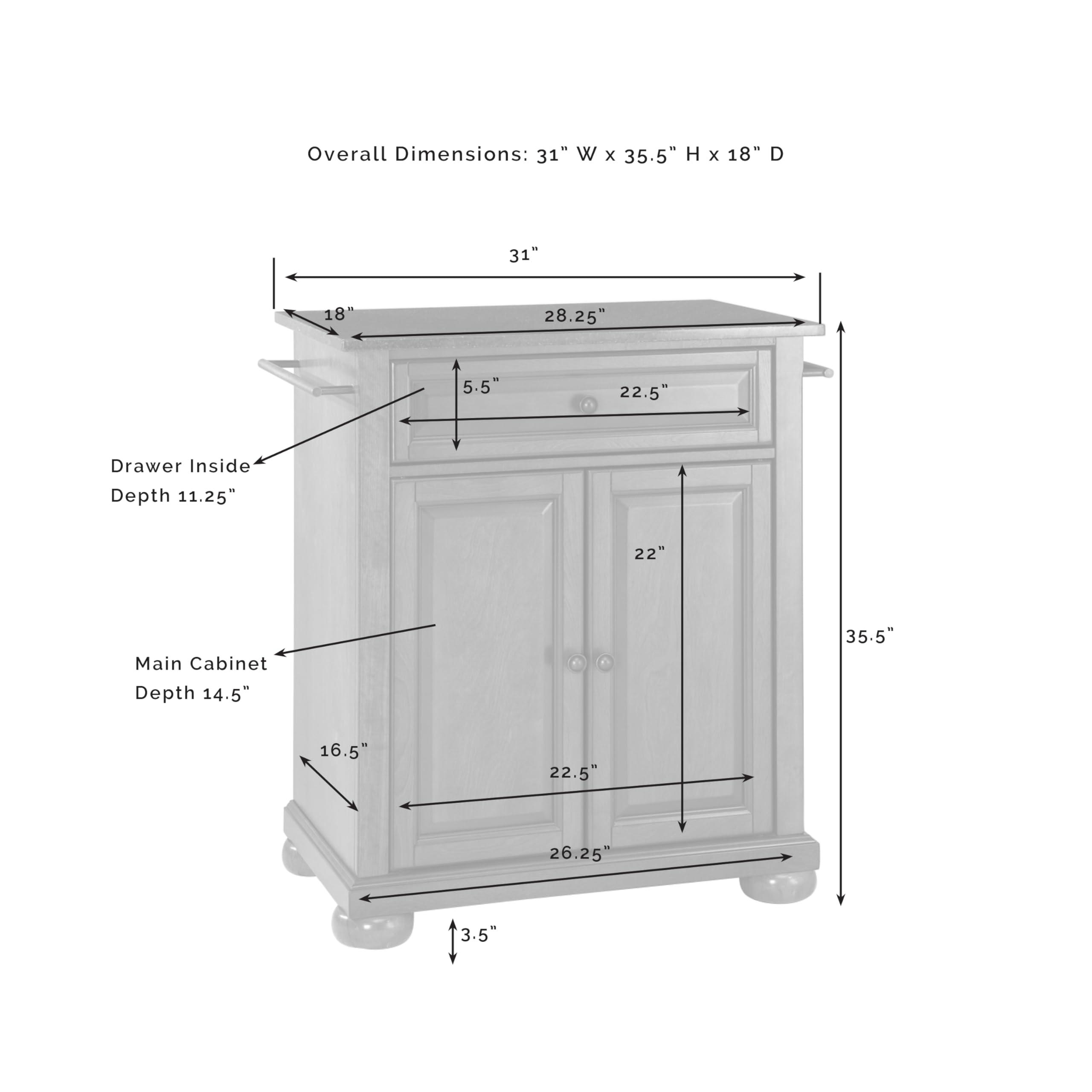 Crosley Furniture Crosley Furniture Alexandria Granite Top Small Portable Rolling Kitchen Island Storage Cart, Microwave Stand, Mahogany