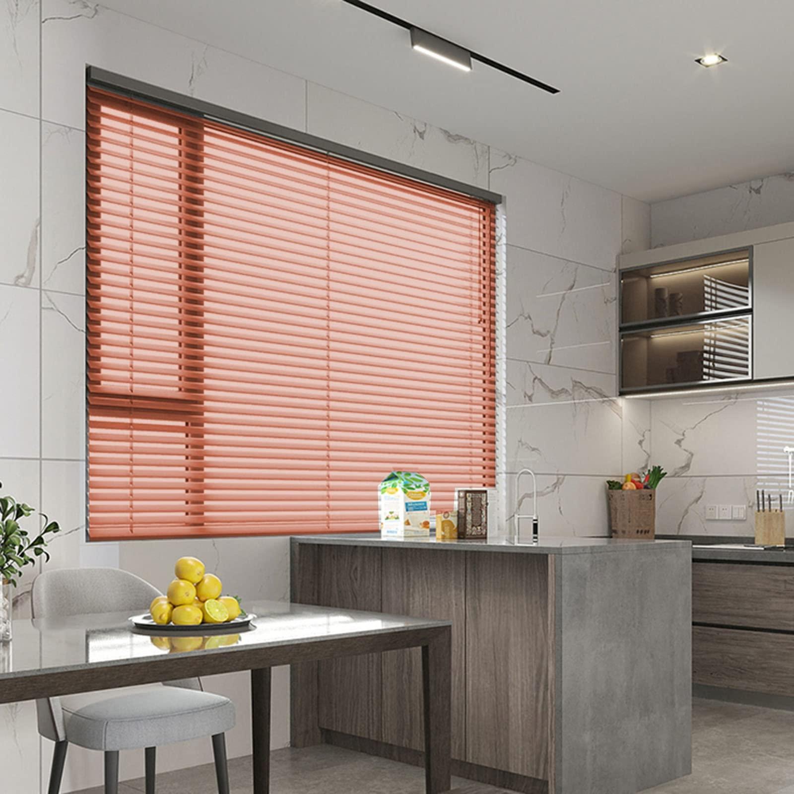 LWMD LWMD Aluminum Venetian Blinds Slats, Orange Antirust Horizontal Window Curtains, Thermal Insulated Roll Up Blind, 80cm/100cm/120cm/140 Wide (Color : WxH, Size : 100x160cm(39.3x63in))