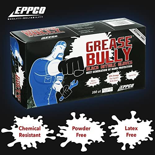 EPPCO EPPCO Grease Bully 6-Mil Black Nitrile Gloves Disposable Powder Free, Latex Free Textured Superior Grip Glove for Mechanics, Auto-Motive, Industrial Work, Medium, Box of 100
