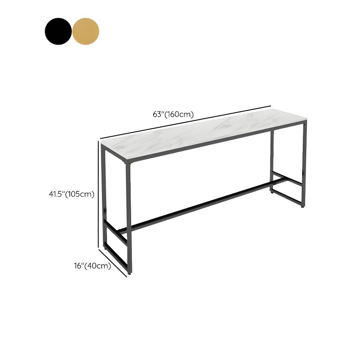 KWOKING KWOKING Indoor Glam Bar Dining Table White Marble Rectangle Counter Table - Without Chairs Rock Slab Marble Bar Table Against The Wall Partition Balcony Long Wine Table Gold 63" L x 15.7" W x 41.3" H