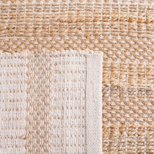Safavieh SAFAVIEH Natural Fiber Collection Area Rug - 8' x 10', Ivory & Natural, Handmade Boho Farmhouse Rustic Jute & Cotton Jute, Ideal for High Traffic Areas in Living Room, Bedroom (NFB654A)
