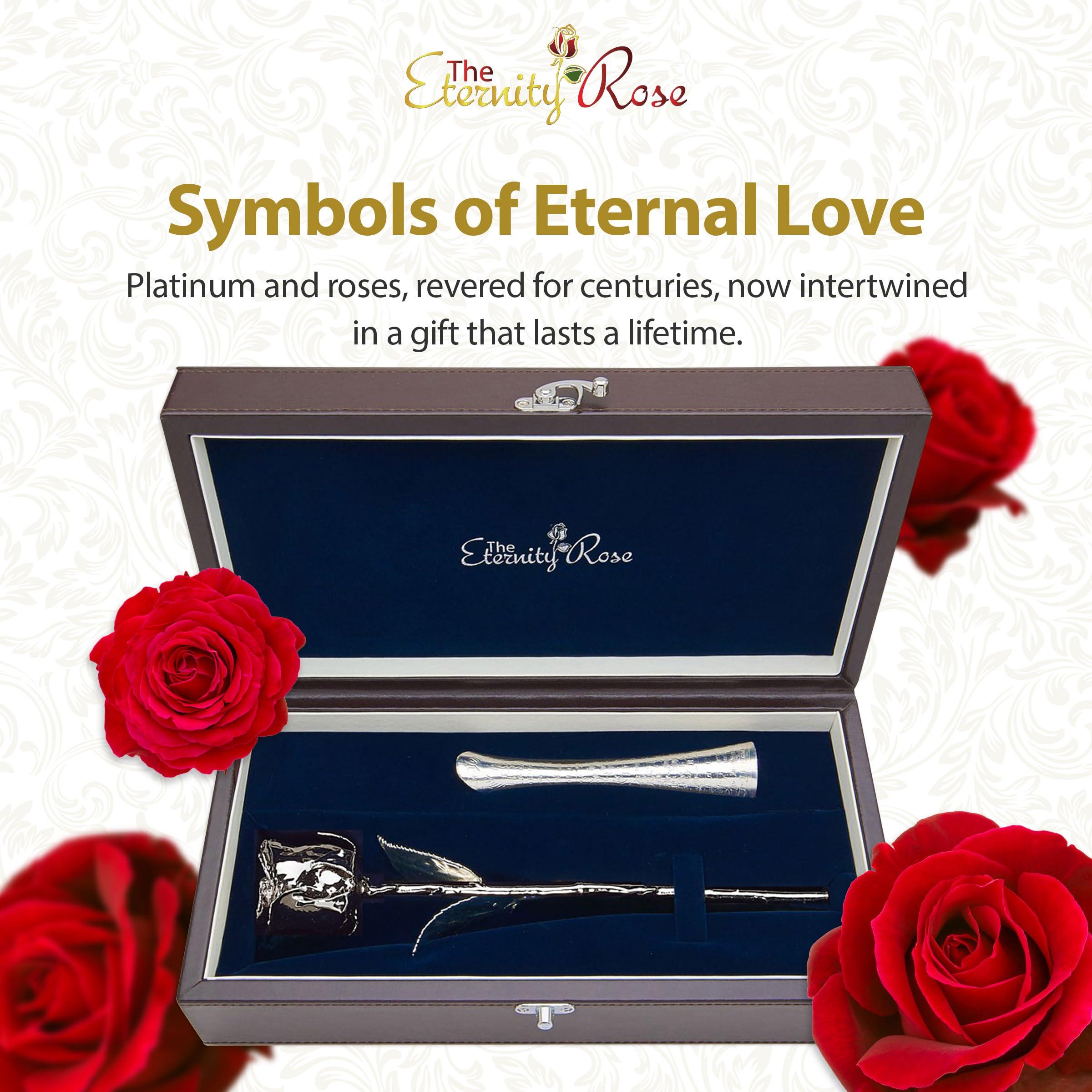 The Eternity Rose The Eternity Rose Platinum Dipped Rose with Matching Vase, Romantic Gifts for Her, Real Preserved Flower, 11.5\"