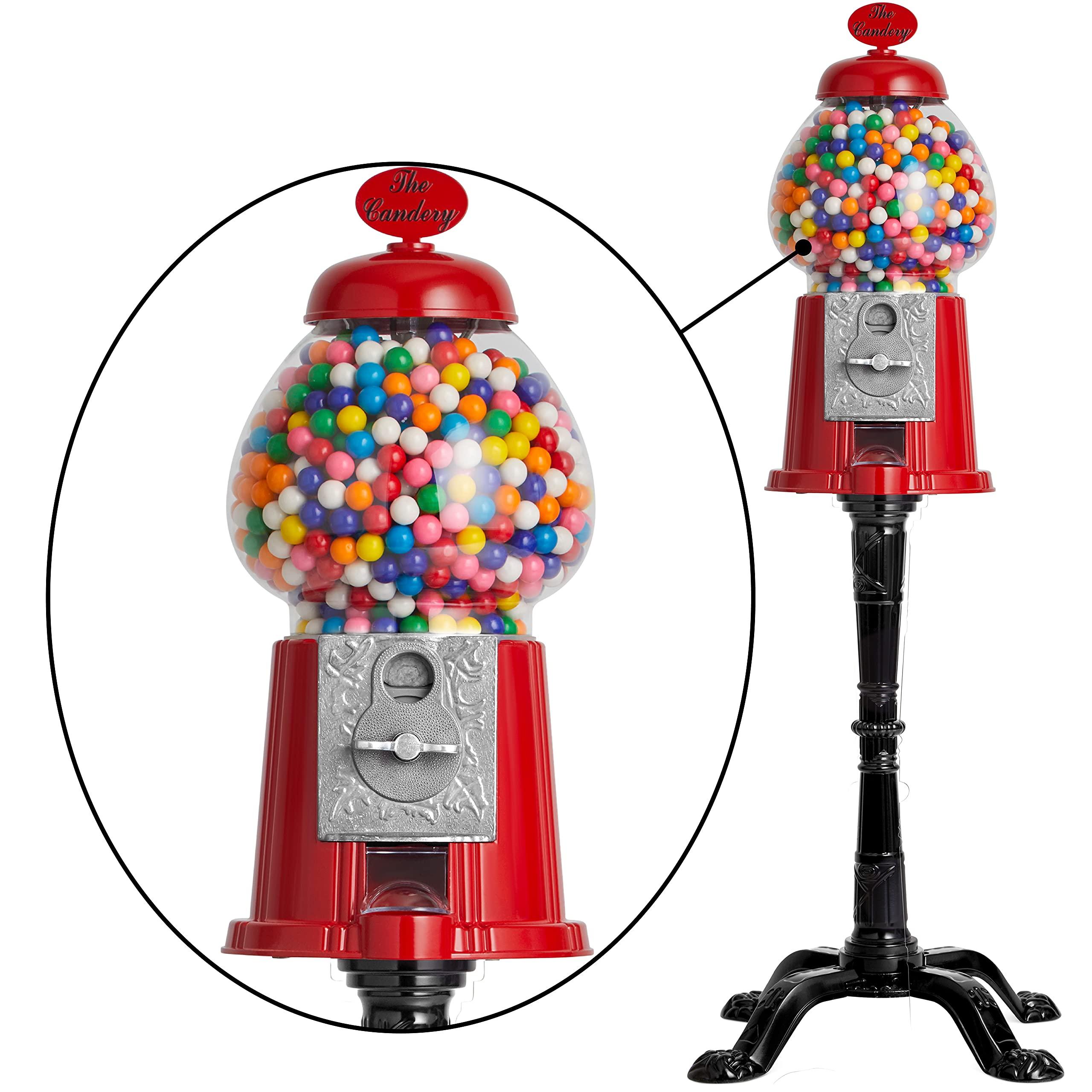 The Candery The Candery Gumball Machine - 15 Inch Candy Dispenser with Stand Durable Aluminum Frame- Includes 2lbs Bag of Gumballs for Gumball Machine - 2lb Bag - 0.62 Inch Gumballs - Kosher