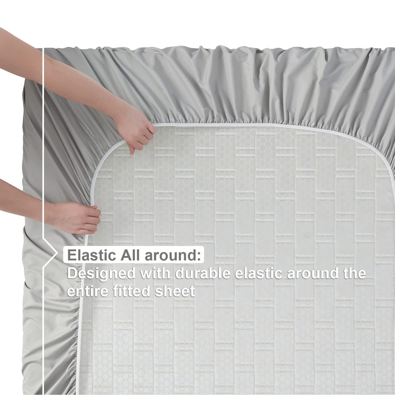 Nestl Nestl Split King Sheets for Adjustable Beds - 5 Piece Split King Sheets Set, Deep Pocket, Hotel Luxury, Extra Soft, Breathable and Cooling, Light Grey Split King Bed Sheets