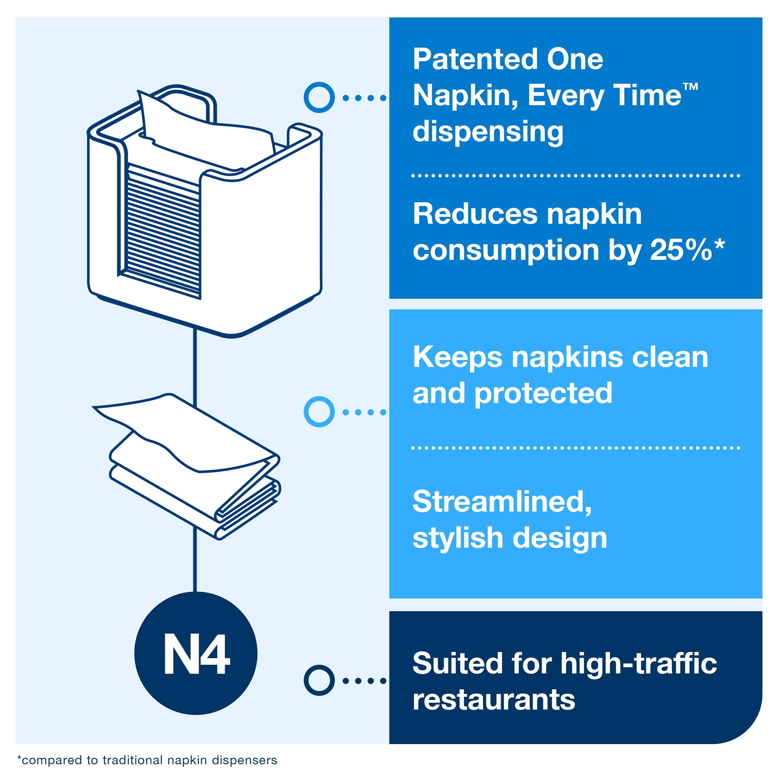 Tork Tork Xpressnap Tabletop Napkin Dispenser Walnut - N4 + Refill - White Dispenser Napkin, 12 x 500 napkins