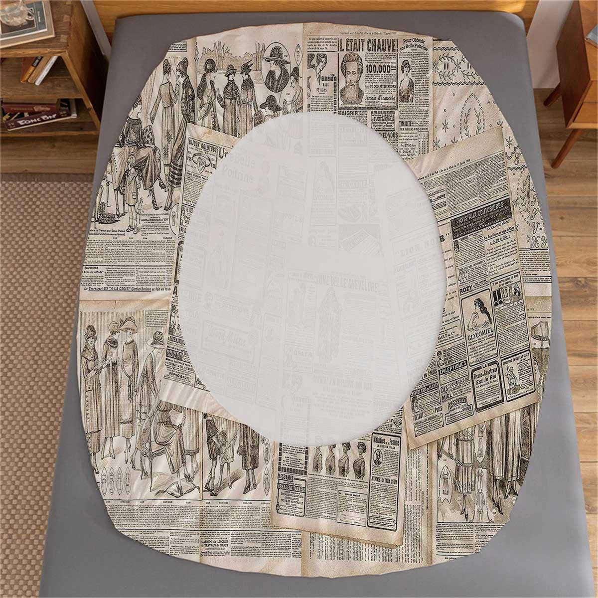 BAGLEV California King Size Old Newspaper Bed Fitted Sheets Bed Covers Soft & Cooling