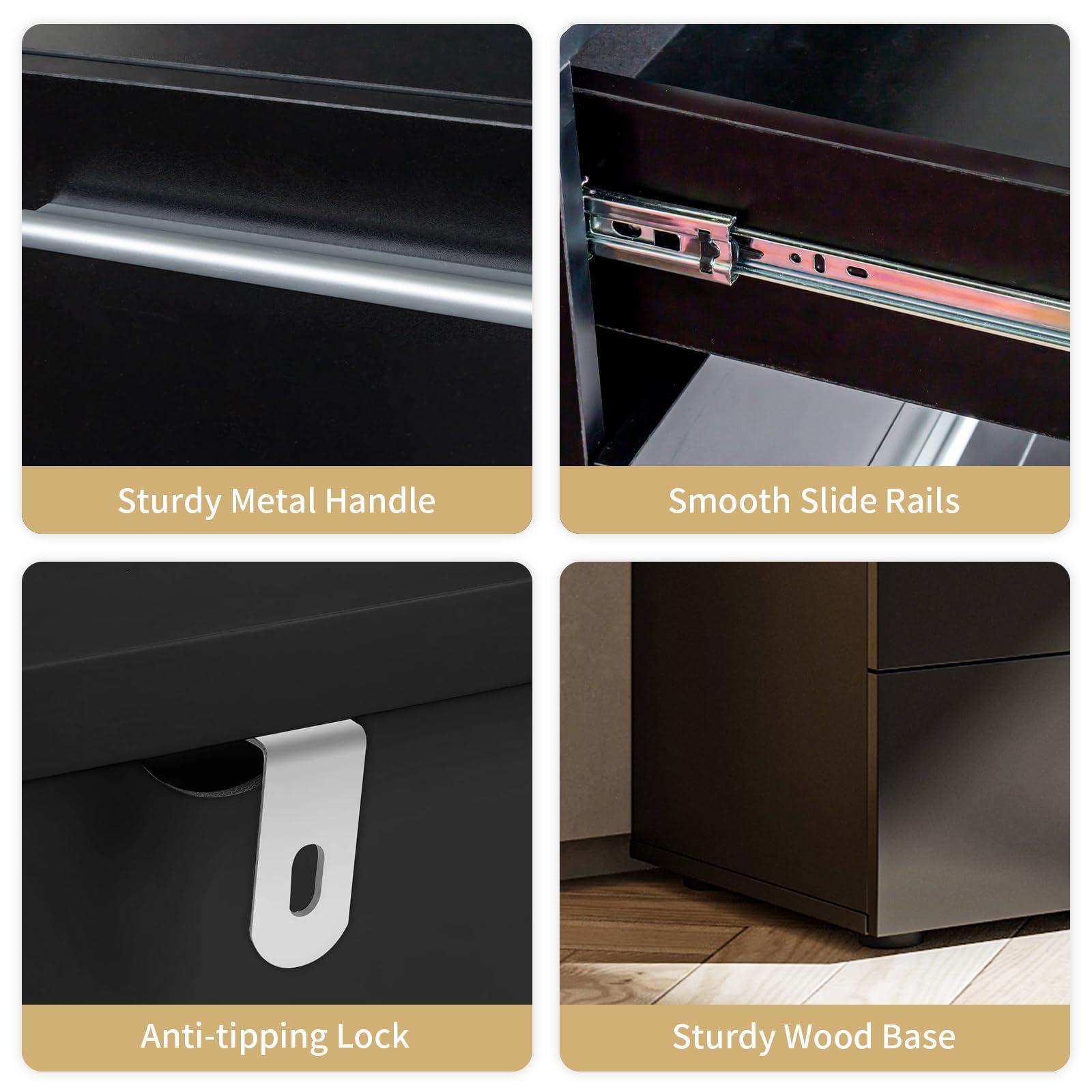 UZUGUL UZUGUL Black Dresser for Bedroom,Modern Large 8 Drawer Dresser,Wood Dresser,Storage Chest of Drawer,Dresser Bedroom Furniture,TV Dresser for Living Room