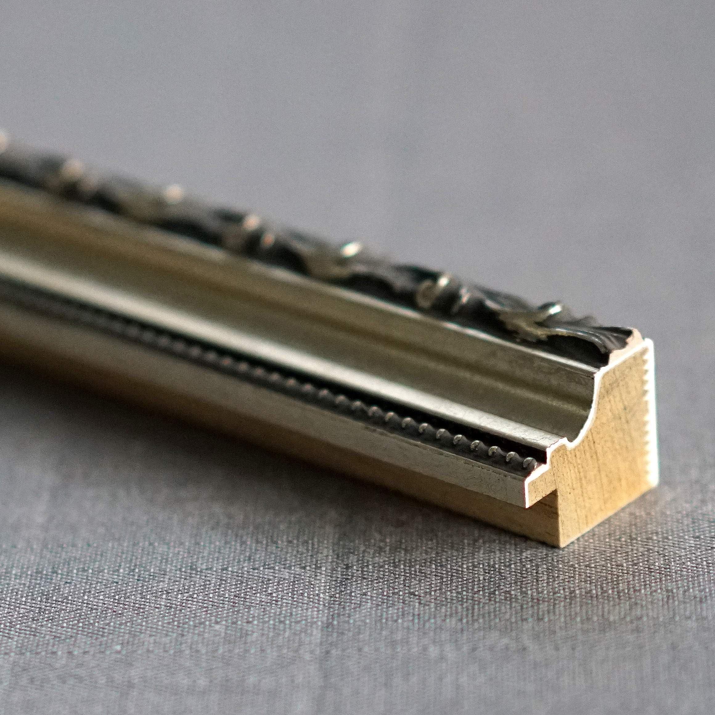 CustomPictureFrames.com 31x24 Frame Ornate Silver Solid Wood Picture Frame Width 1.125 Inches | Interior Depth 0.375 Inches | Willrick Traditional Frame with UV Acrylic Plexiglass, Foam Board Backing & Hanging Hardware